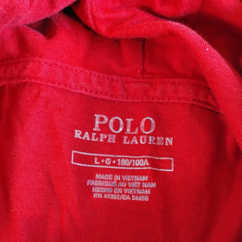 Polo Ralph Lauren Shirt Hoodie Mens Large Big Pony Red 1967 Flag American Logo